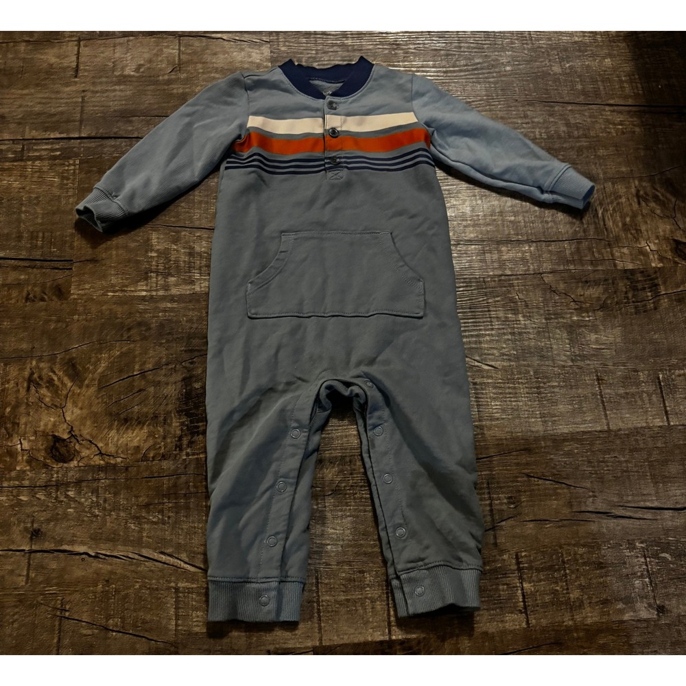 Carters Blue Striped Long‎ Sleeve One Piece Baby Romper Jumpsuit 18m